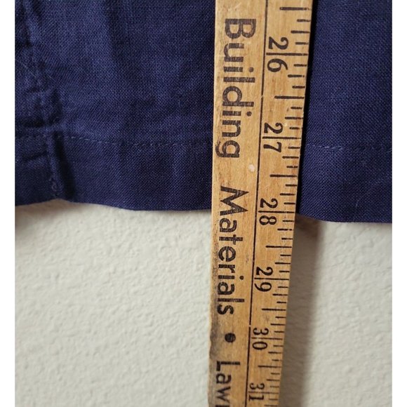 H&M Men's M Long Sleeve Button Up Dark Blue Regular Fit Pocket Front Linen Blend - Picture 5 of 6